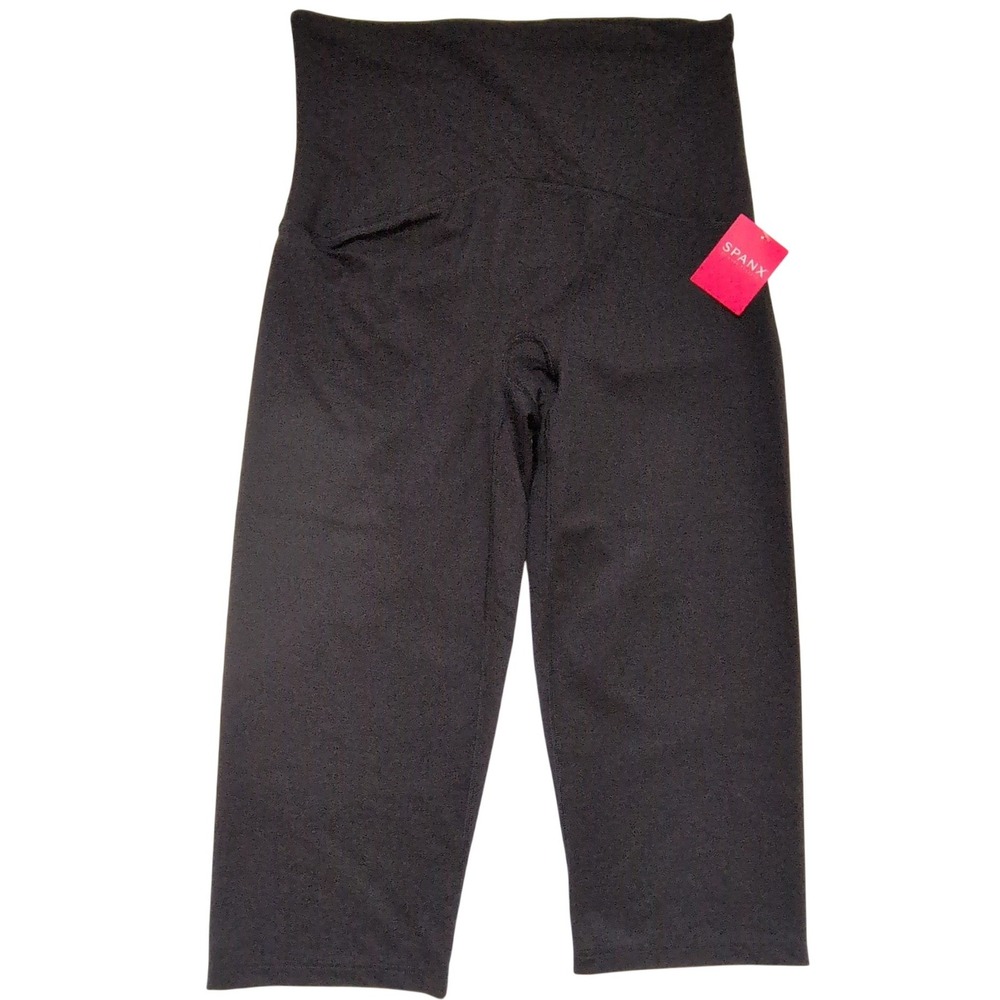 Spanx 550 Compression Knee Pant Black High Waisted Leggings Large NWT
